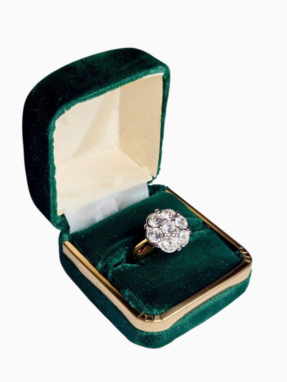Vintage 18KT HGE Rhinestone Flower Cluster Ring – Size 5.25